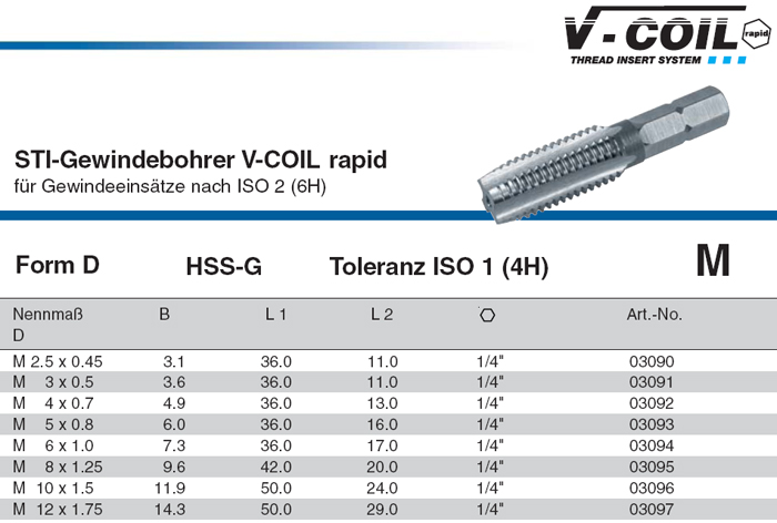 VÖLKEL STI HexTap V-COIL Rapid Gewindebohrer M 8 X 1.25 - HSS-G Für Metall